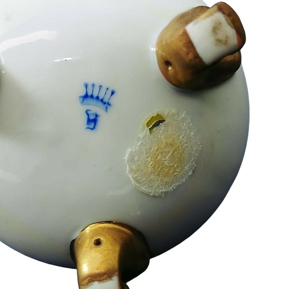 Creamer Pitcher Footed Hand Painted Gold Trim Floral Collectible Vintage 3.25"H - Picture 8 of 8